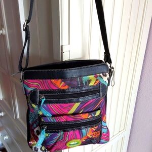 EUC Colorful Lily Bloom Crossbody Bag Bright Colors Neon Florals